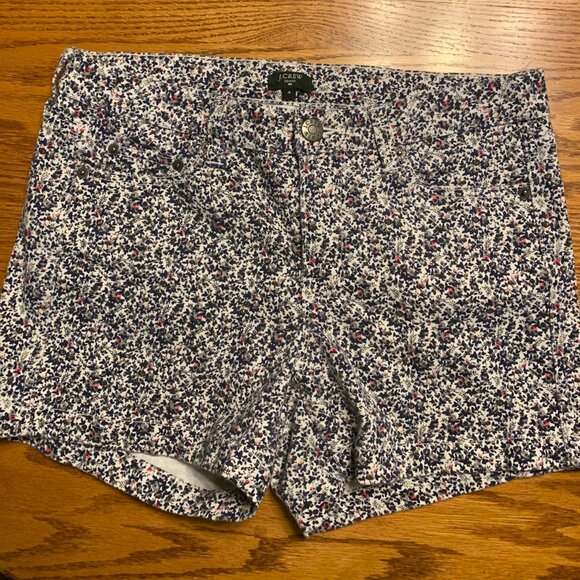 J. Crew Floral Stretch Shorts Blue Style 44076 - Picture 1 of 7